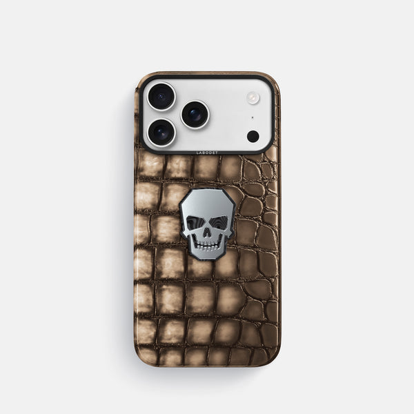 Classic Case With Titanium Skull For iPhone 17 Pro In Patina Alligator
