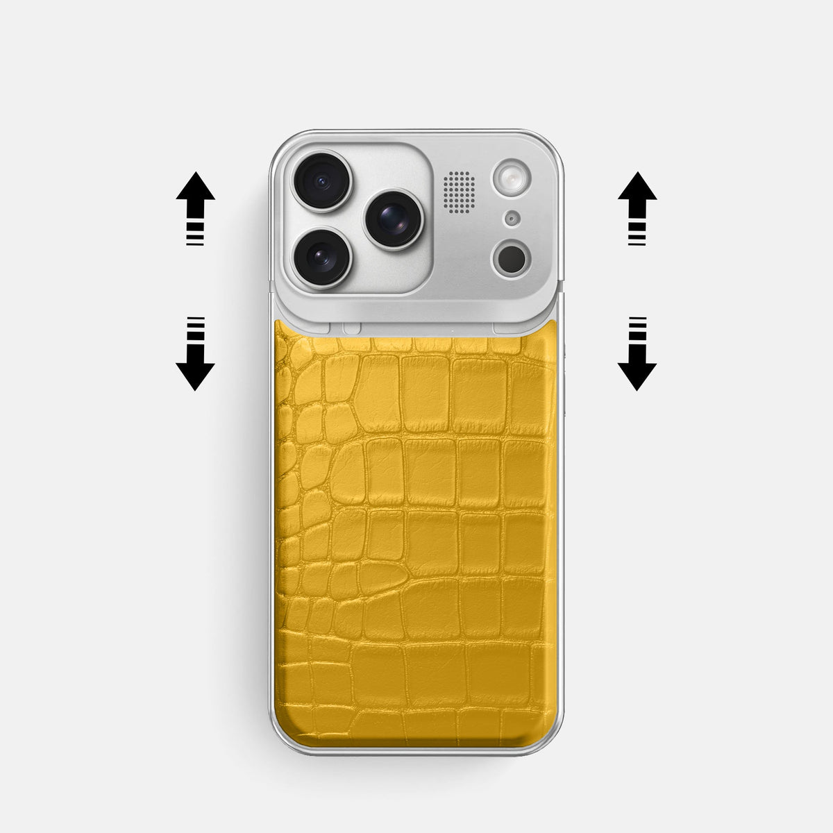 Metal Case For iPhone 18 Pro In Alligator -2 | Yellow-Steel