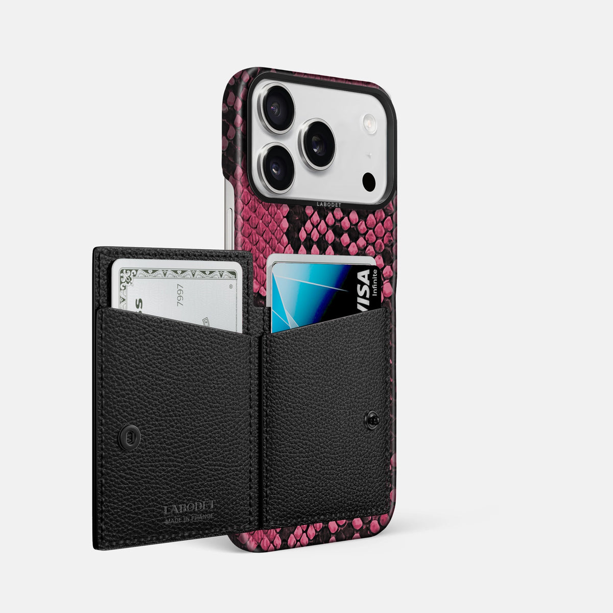 Bi-Fold Case For iPhone 18 Pro Max In Deluxe Python -2 | Burgundy-Black