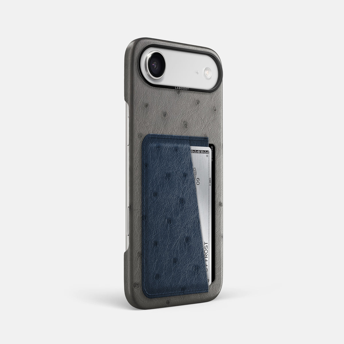 Double Card Case Coloré For iPhone 17 Air In Ostrich -2 | Grey-Black
