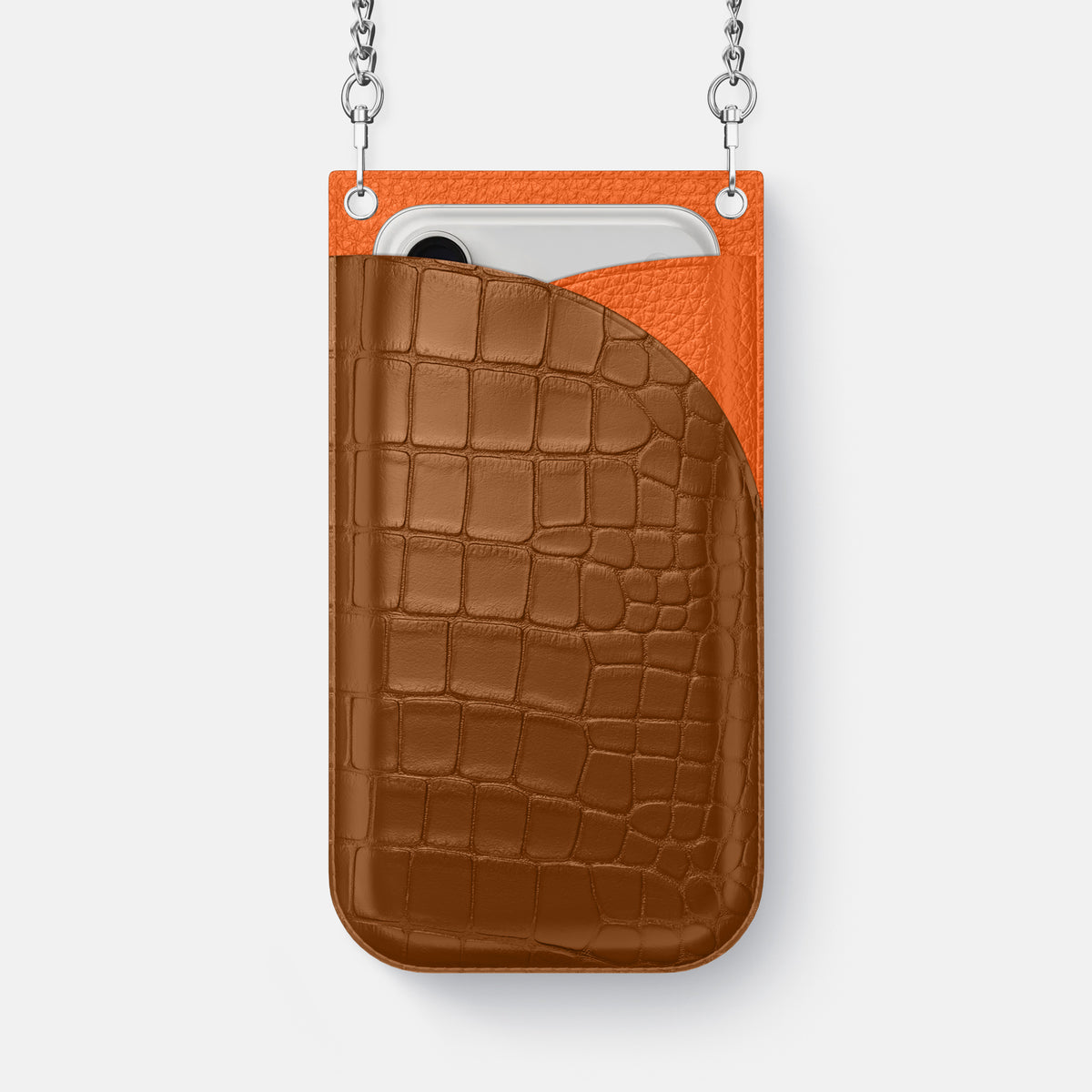 Crossbody Bag For iPhone 17 Pro In Alligator -1 | Honey-Steel