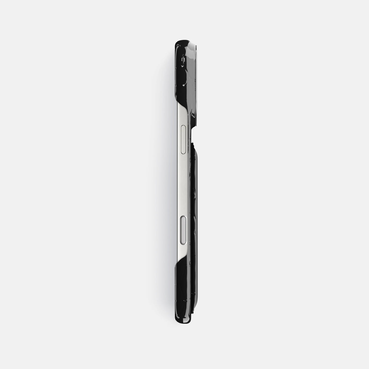 Double Card Case For iPhone 17 Pro Max In Shiny Alligator -3 | Black-Steel