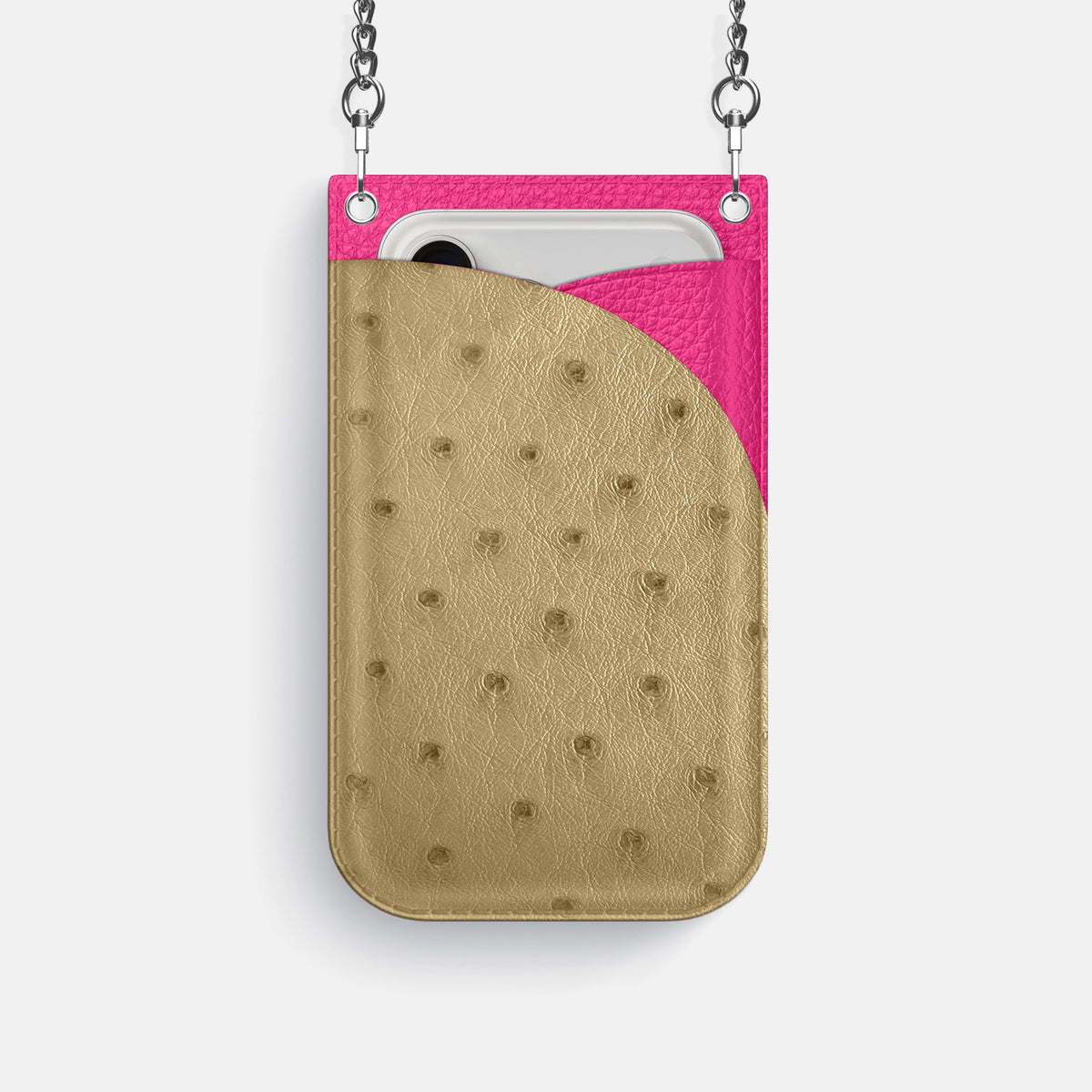 Crossbody Bag For iPhone 18 Pro In Ostrich -1 | Desert-Sand-Steel