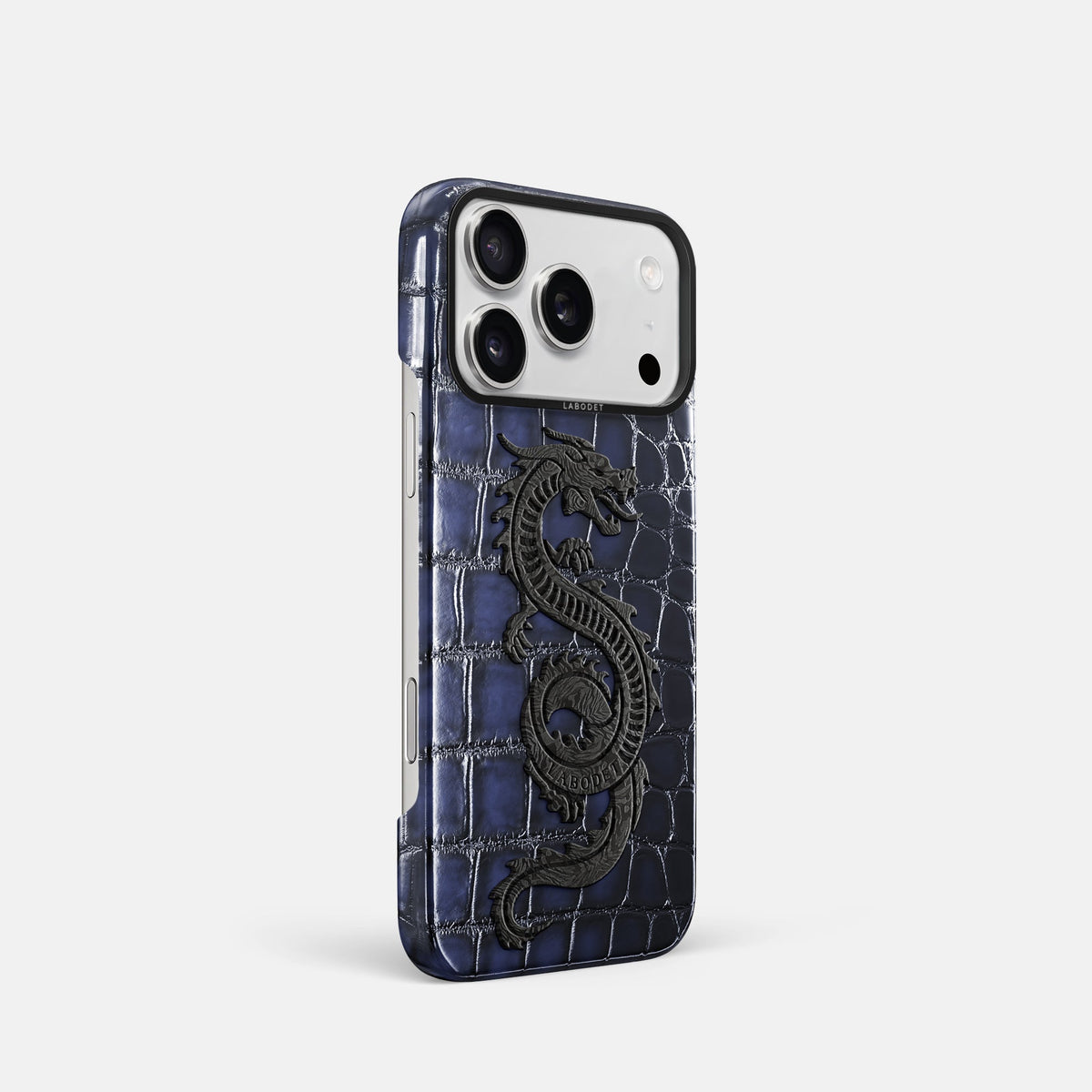 Classic Case With Carbon Dragon For iPhone 18 Pro In Patina Alligator -2 | Havana-Blue-Black