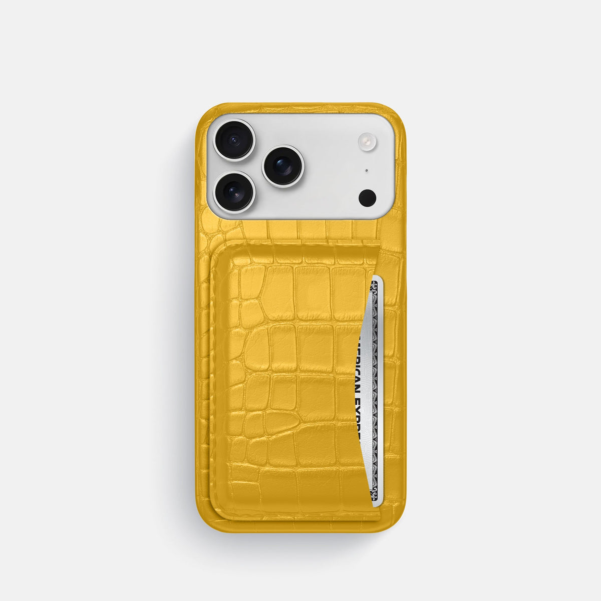 Slim Card Case For iPhone 18 Pro In Alligator -1 | Yellow