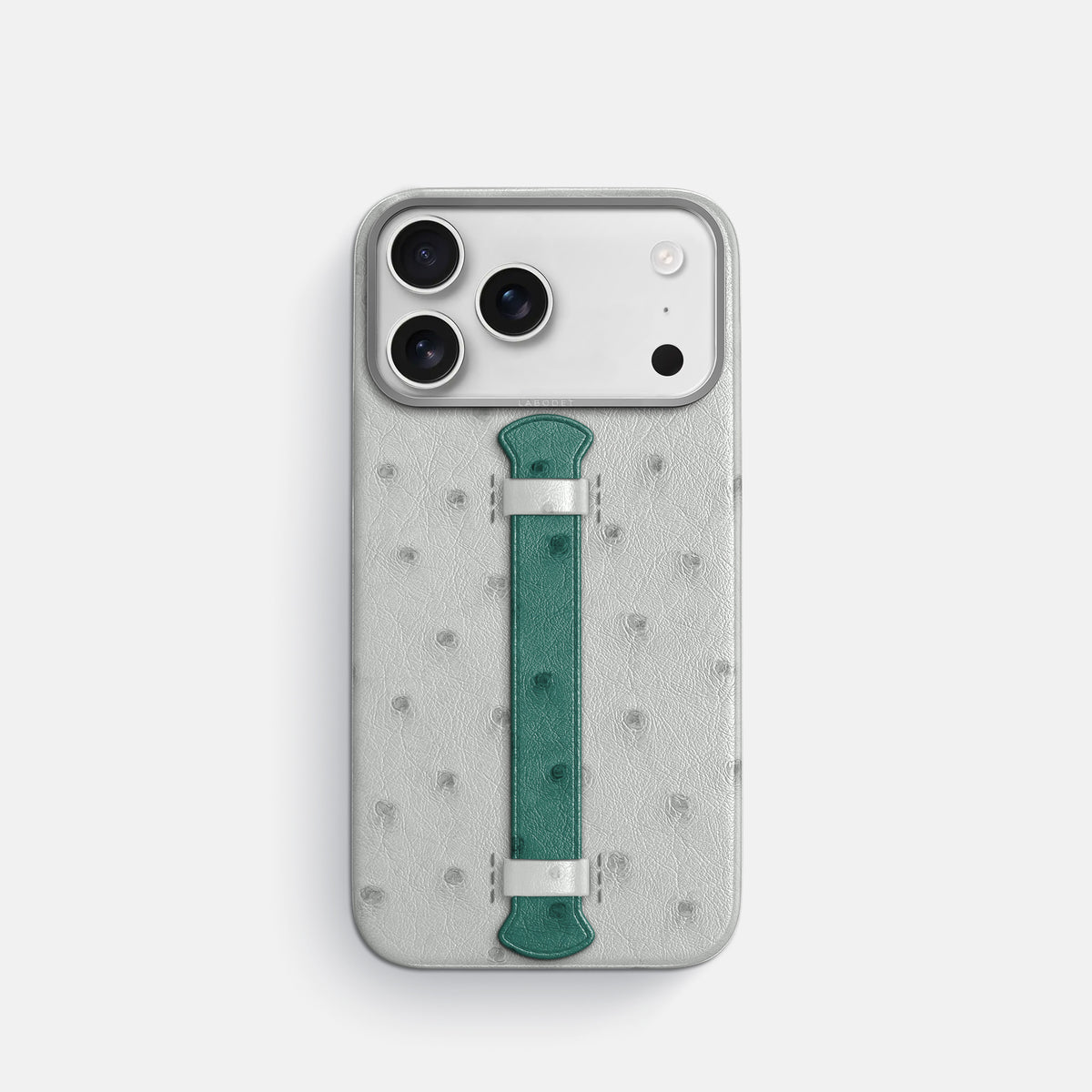 Center Handle Coloré For iPhone 17 Pro In Ostrich -1 | White-Steel