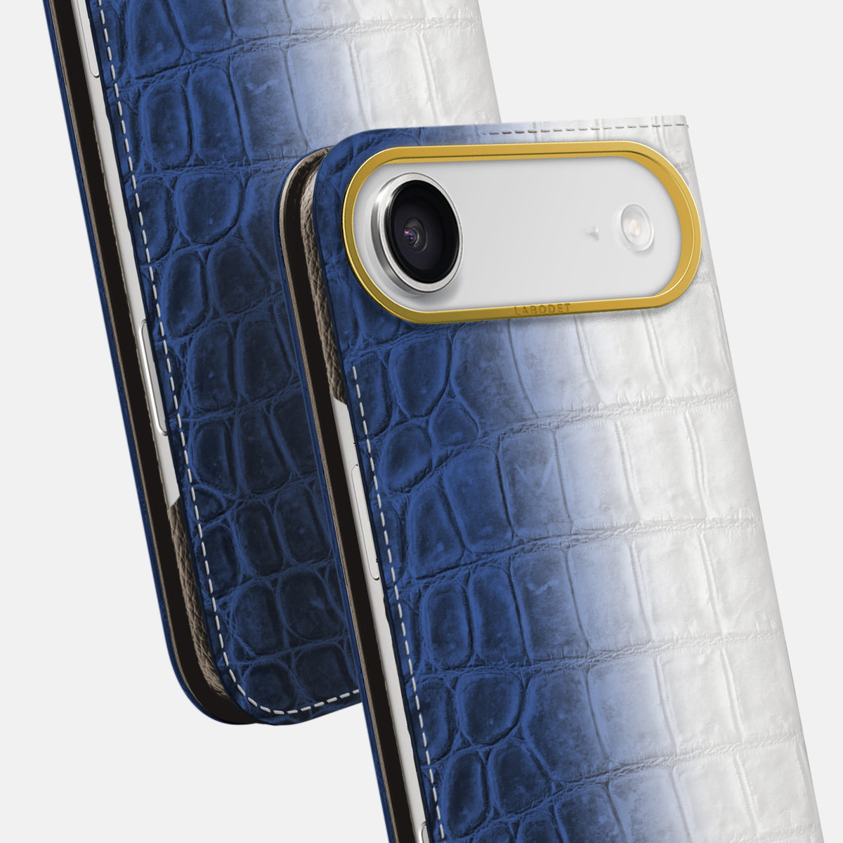 Folio Case For iPhone 17 Air In Himalayan Crocodile -5 | Navy-Blue-Gold