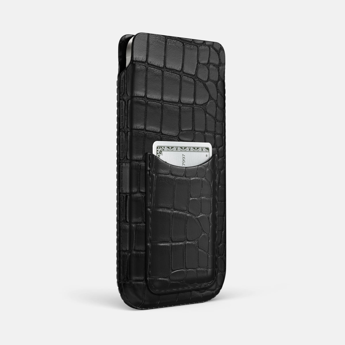 Pouch Card Case For iPhone 18 Pro Max In Alligator -2 | Black