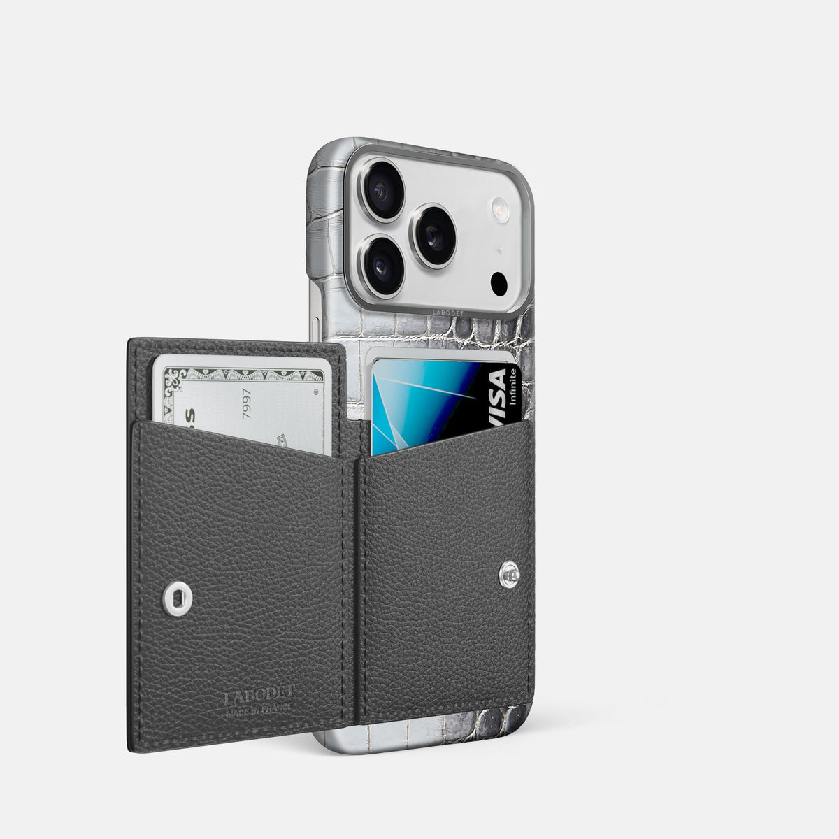 Bi-Fold Case For iPhone 18 Pro In Himalayan Crocodile -2 | Silver-Steel