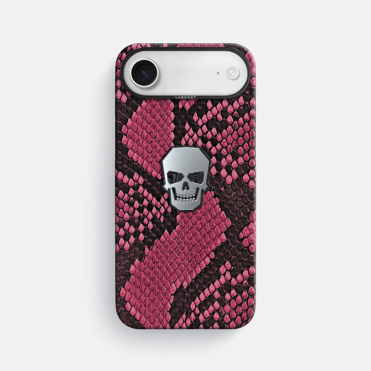 Classic Case With Titanium Skull For iPhone 17 Air In Deluxe Python -1 | Burgundy-Black