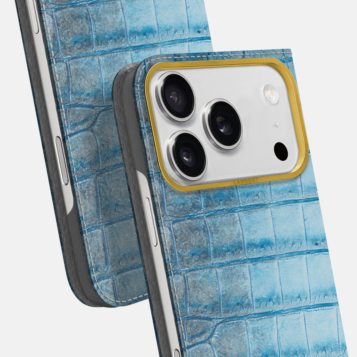 Folio Case For iPhone 17 Pro Max In Himalayan Crocodile -5 | Ice-Blue-Gold