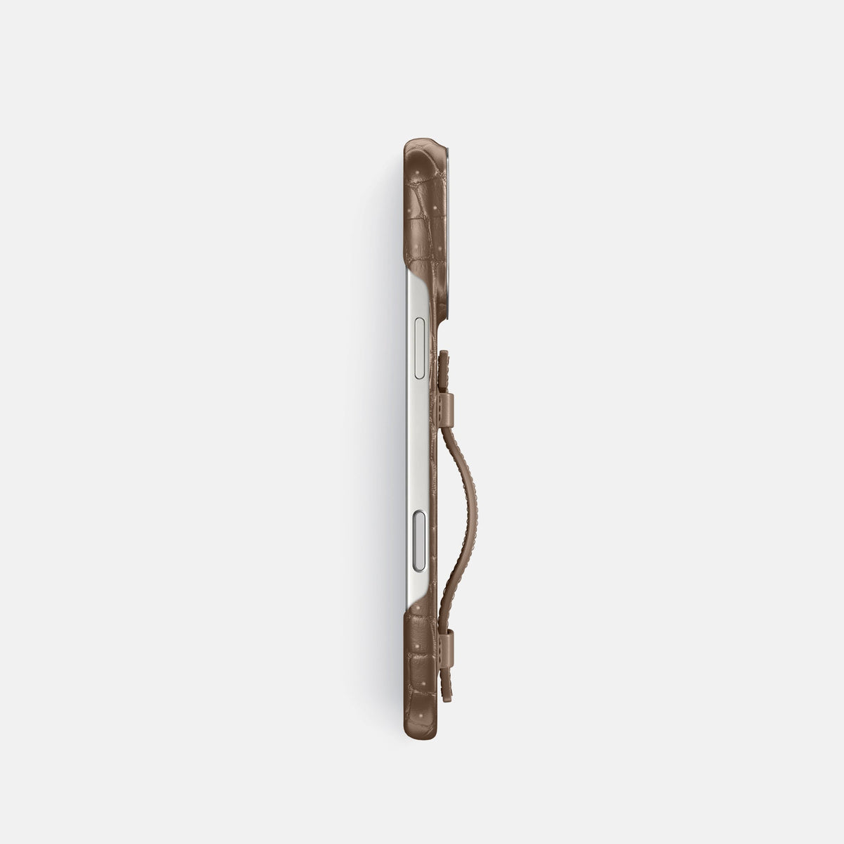 Handle Case For iPhone 18 Pro In Porosus Crocodile -3 | Fur-Brown-Steel
