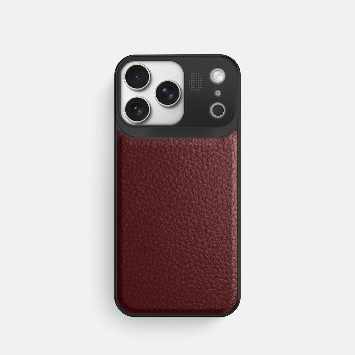 Metal Case For iPhone 17 Pro In Calf -1 | Bordeaux-Black