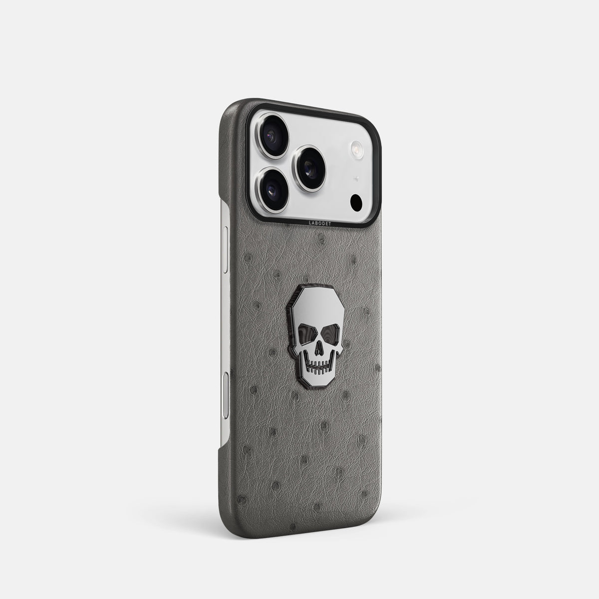 Classic Case With Titanium Skull For iPhone 17 Pro In Ostrich -2 | Grey-Black