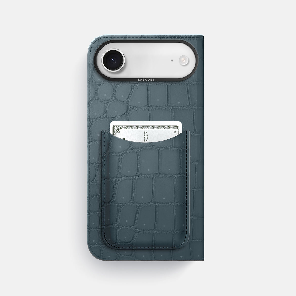 Folio Case with Card For iPhone 17 Air In Porosus Crocodile -3 | Denim-Black