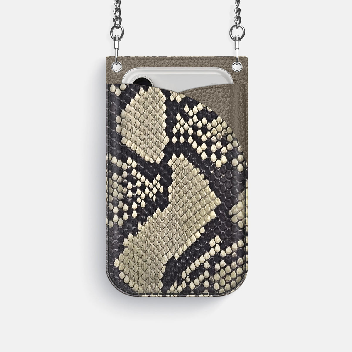 Crossbody Bag For iPhone 18 Pro In Deluxe Python -1 | Savannah-Steel