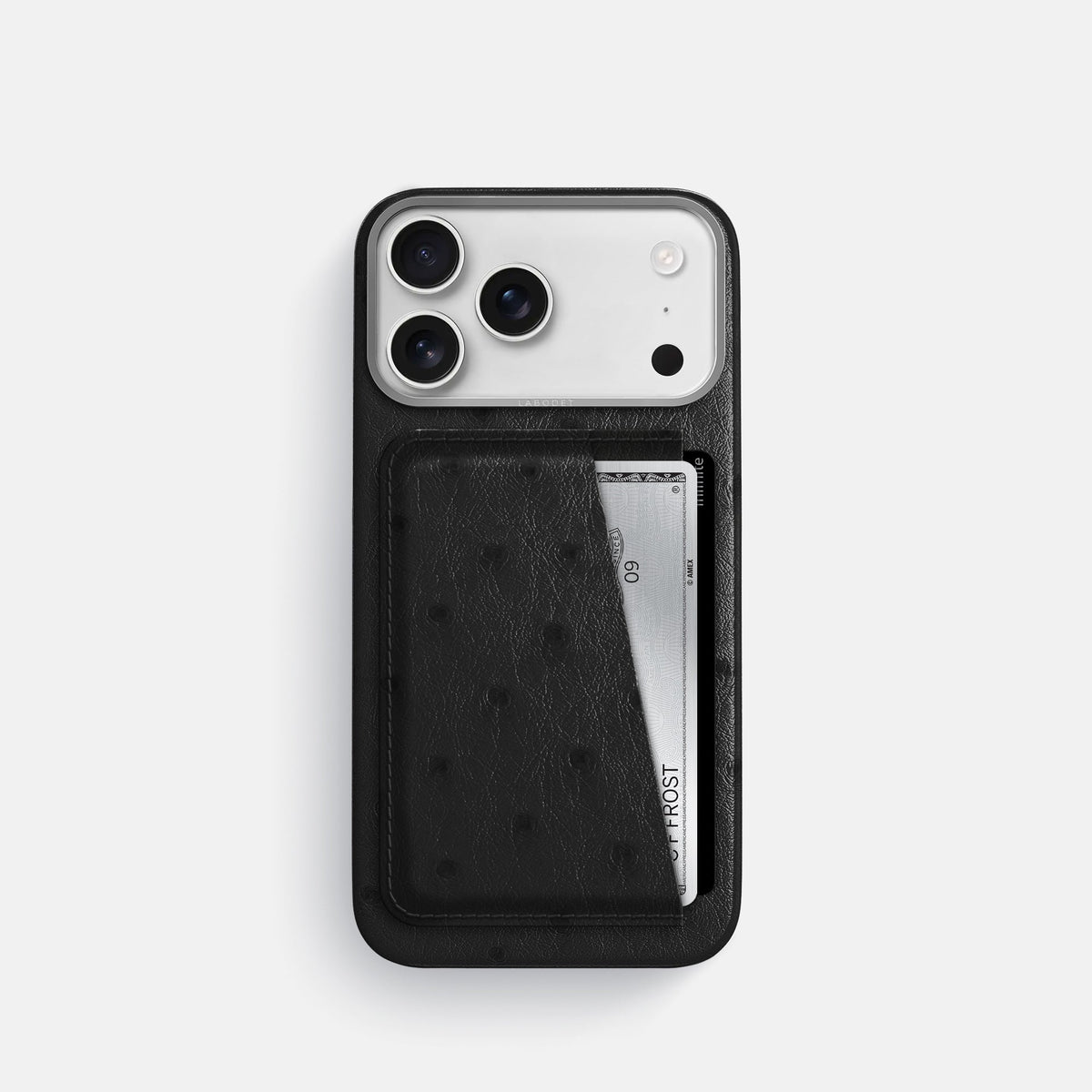 Double Card Case For iPhone 18 Pro In Ostrich -1 | Black-Steel