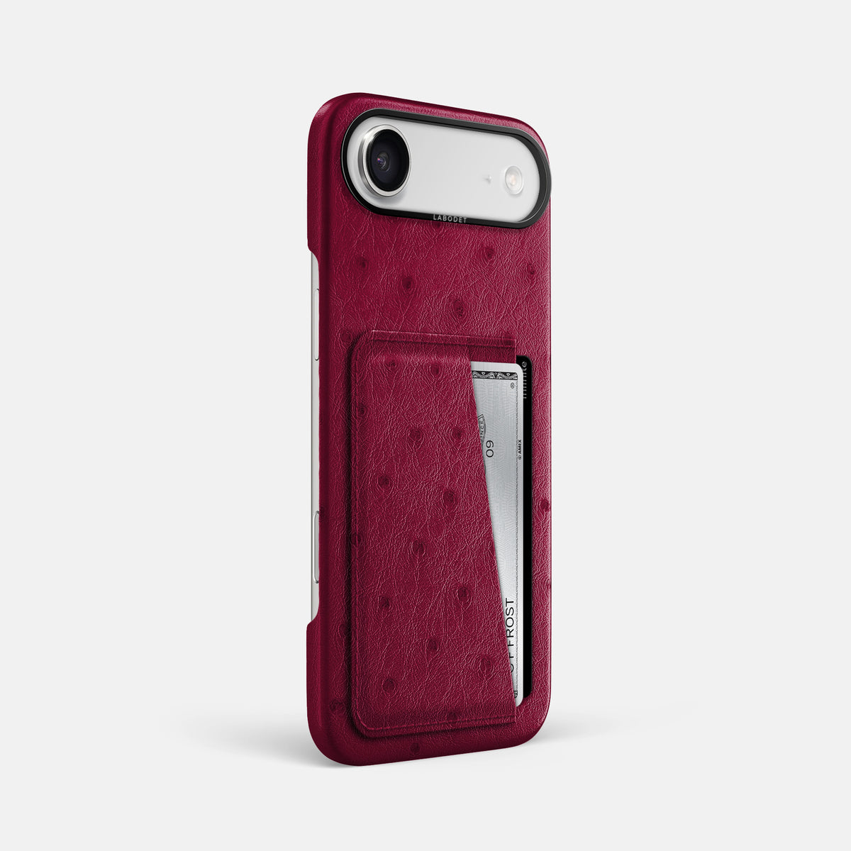 Double Card Case For iPhone 17 Air In Ostrich -2 | Bordeaux-Black