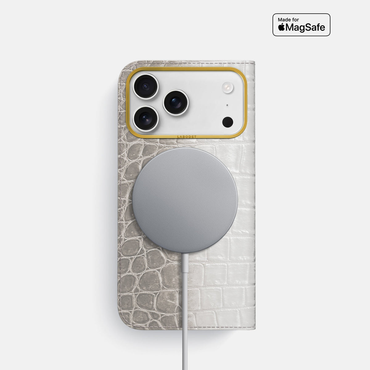 Folio Case For iPhone 18 Pro In Himalayan Crocodile -3 | Grey-Gold