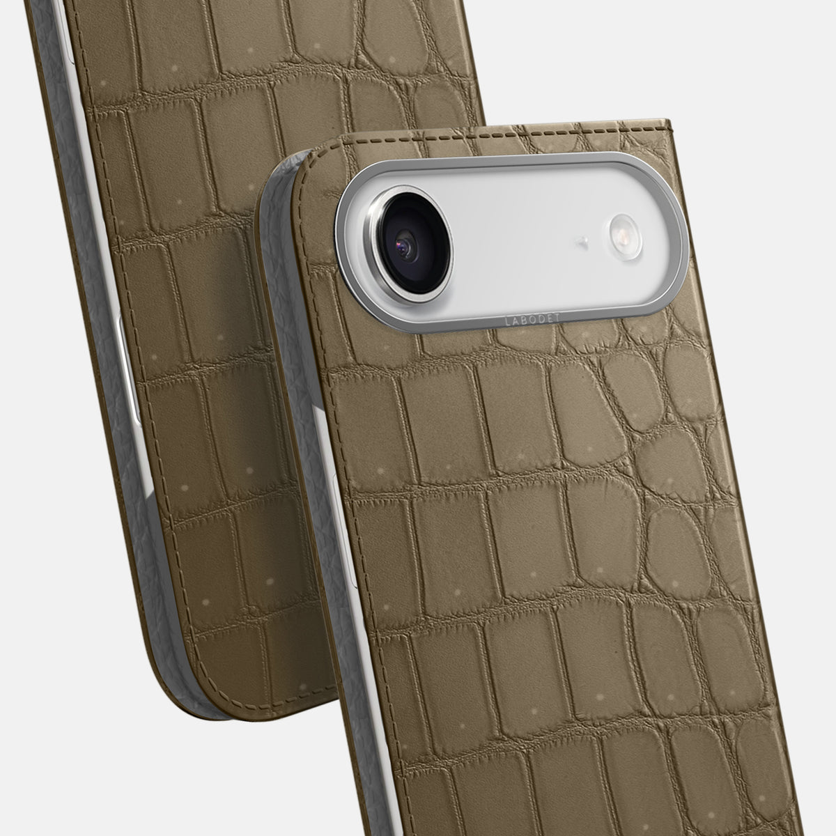 Folio Case For iPhone 17 Air In Porosus Crocodile -5 | Kaki-Green-Steel
