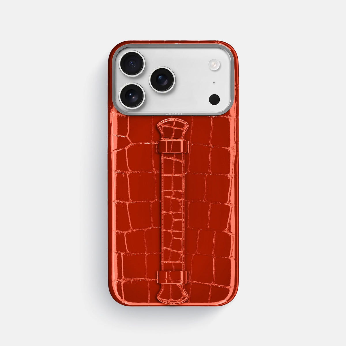 Center Handle For iPhone 18 Pro Max In Shiny Alligator -1 | Orange-Steel