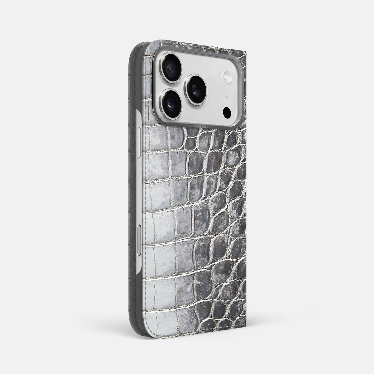 Folio Case For iPhone 17 Pro Max In Himalayan Crocodile -1 | Silver-Steel