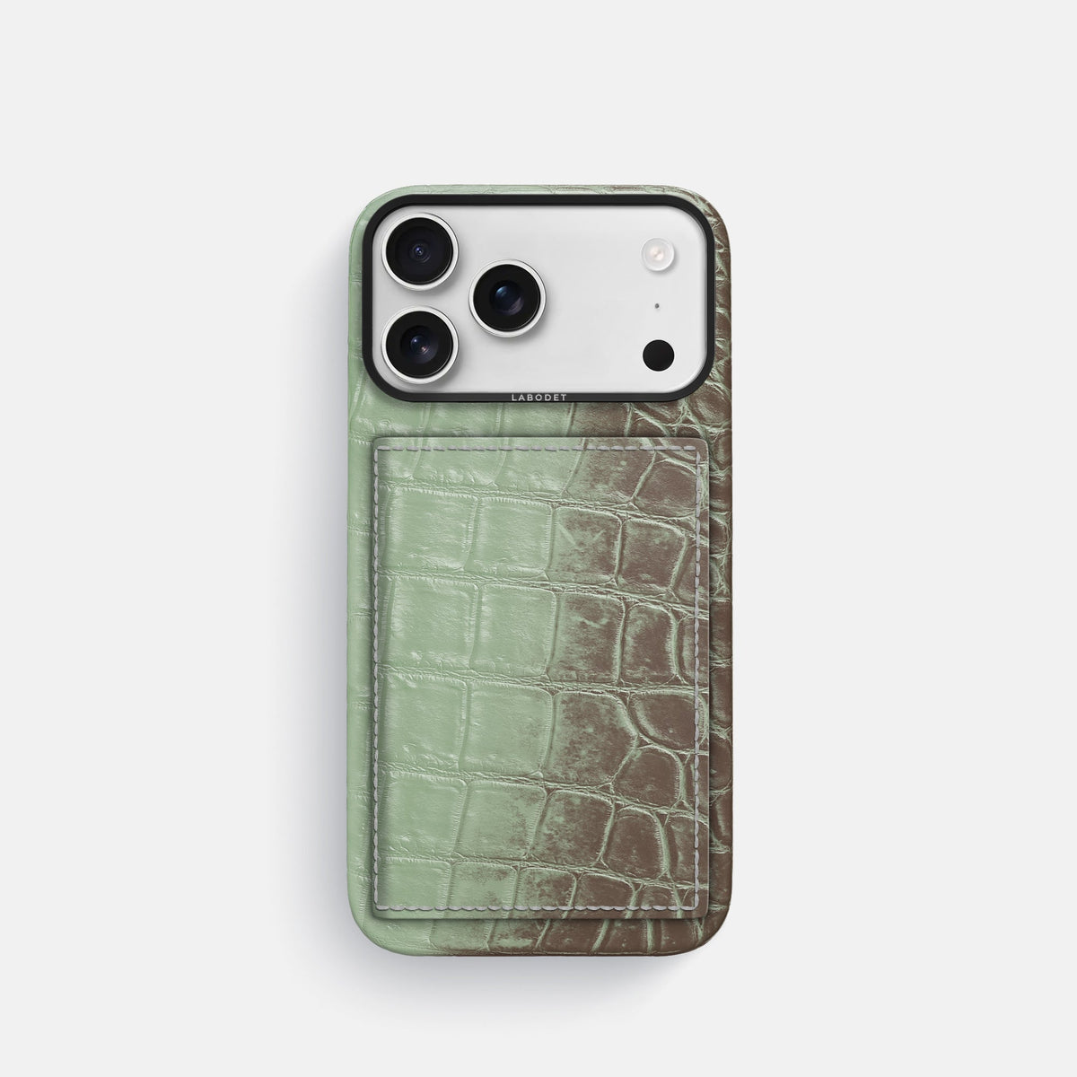 Bi-Fold Case For iPhone 18 Pro In Himalayan Crocodile -1 | Pistachio-Black
