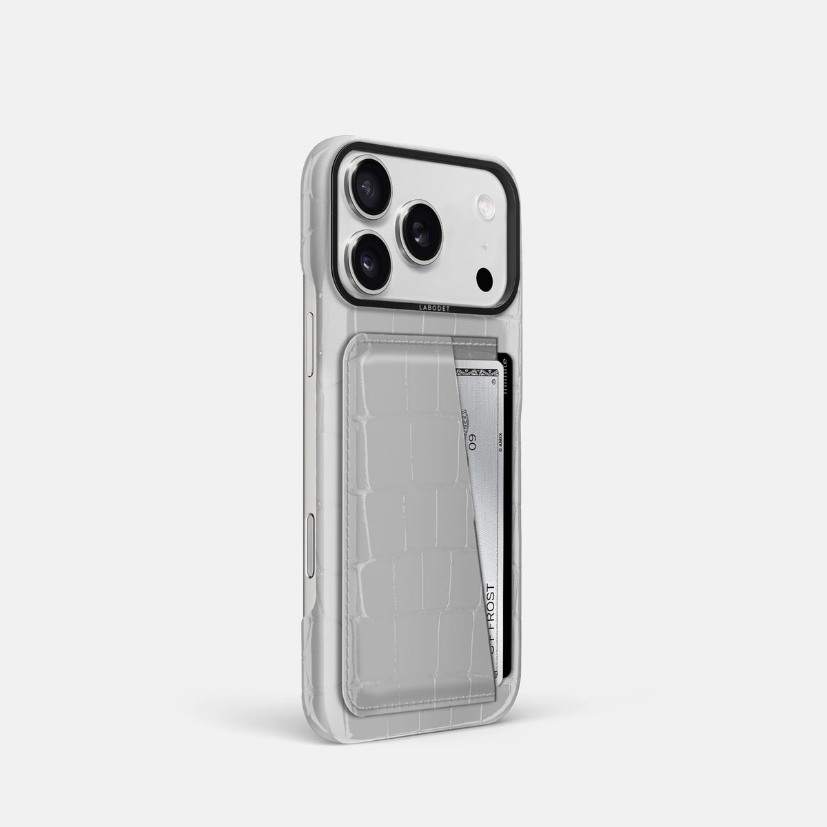 Double Card Case For iPhone 17 Pro In Shiny Alligator -2 | White-Black