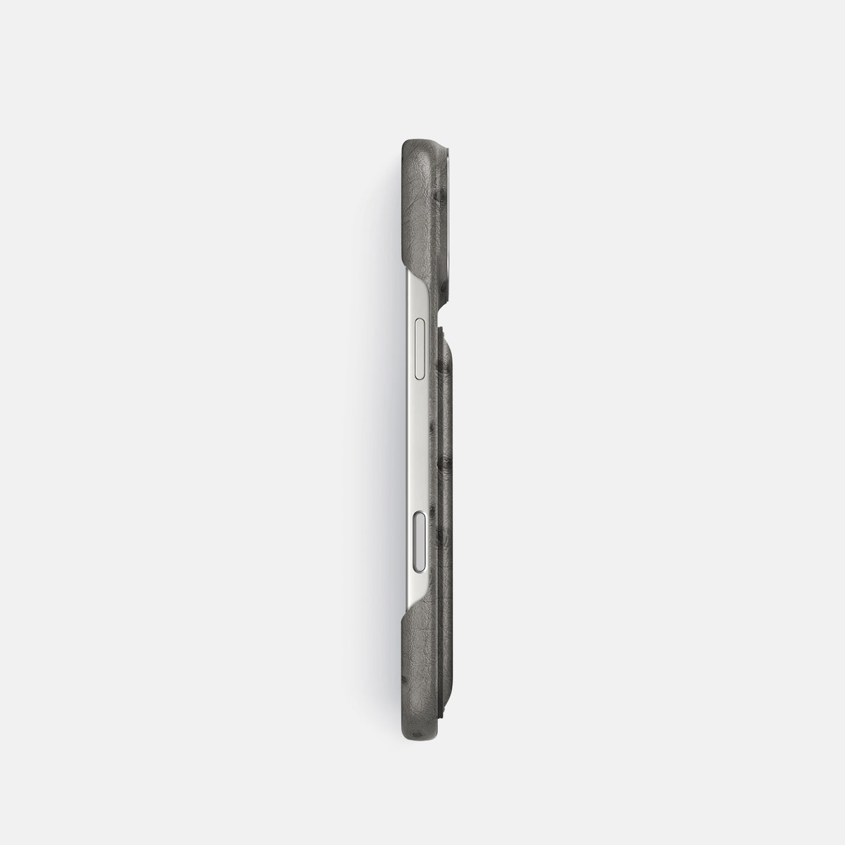 Double Card Case For iPhone 17 Pro In Ostrich -3 | Grey-Steel