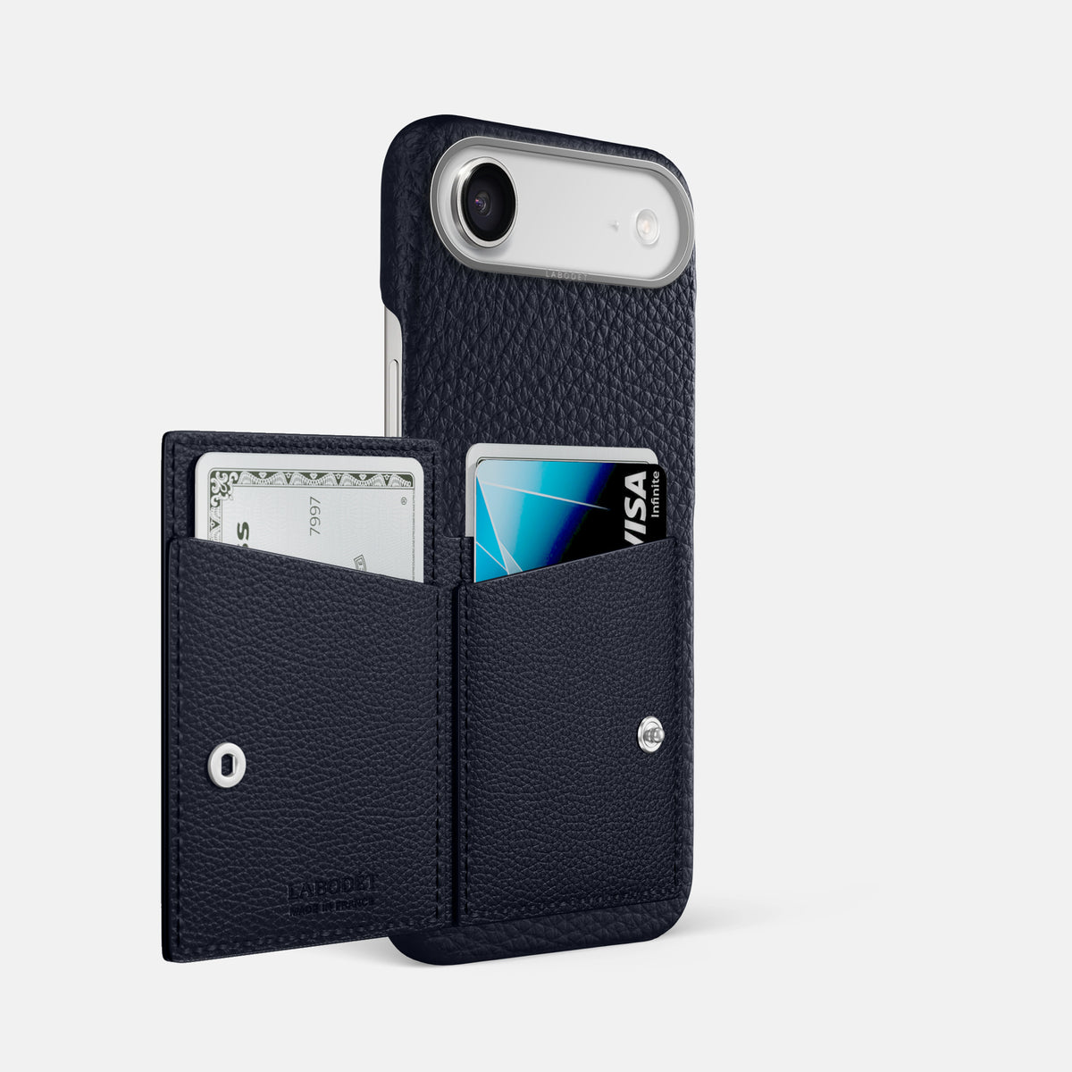 Bi-Fold Case For iPhone 17 Air In Calf -2 | Marine-Steel