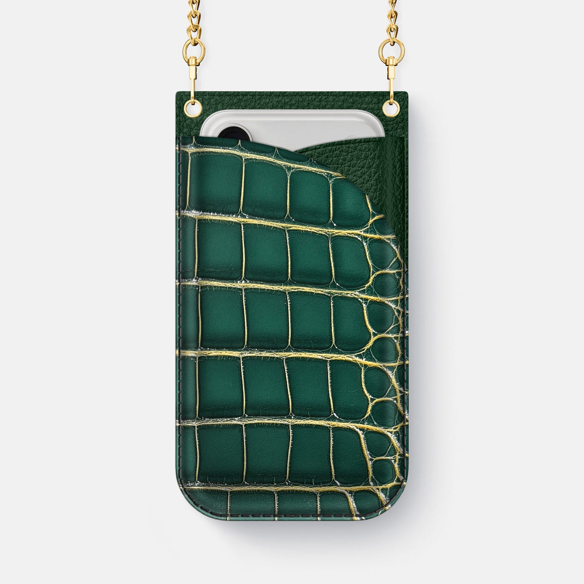 Crossbody Bag For iPhone 18 Pro Max In Patina Alligator -1 | Cambridge-Gold