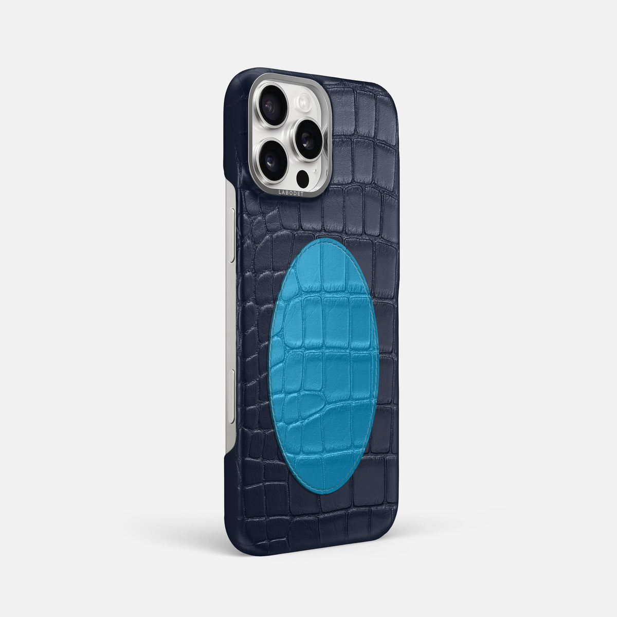 Classic Case With Oval For iPhone 16 Pro Max In Alligator -2 | Navy-Blue-Steel