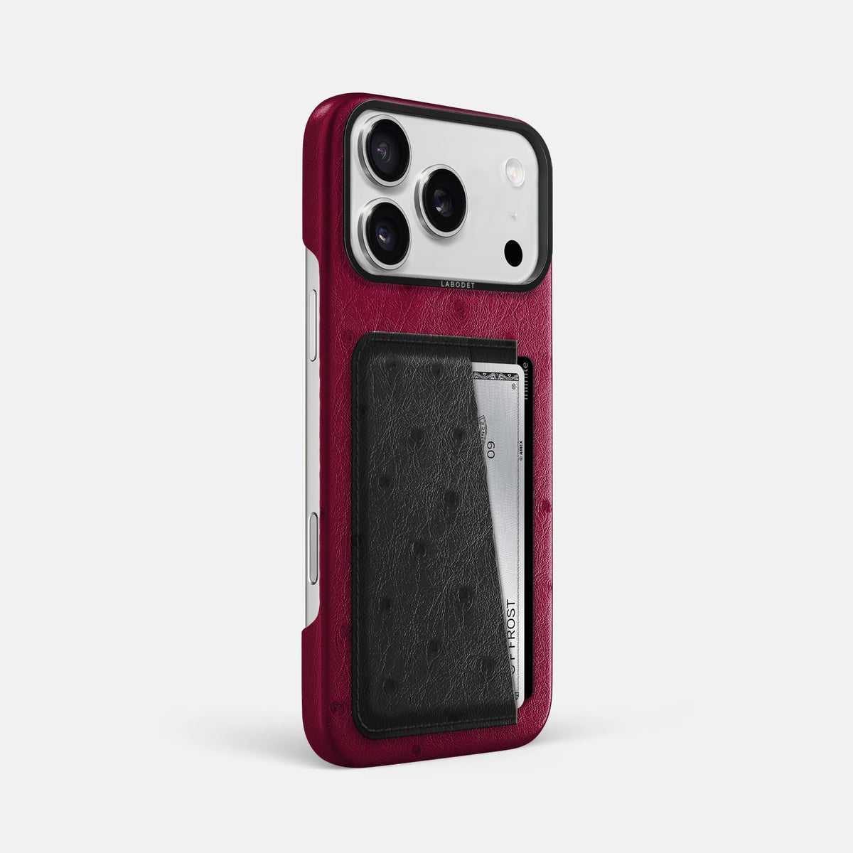 Double Card Case Coloré For iPhone 18 Pro Max In Ostrich -2 | Bordeaux-Black