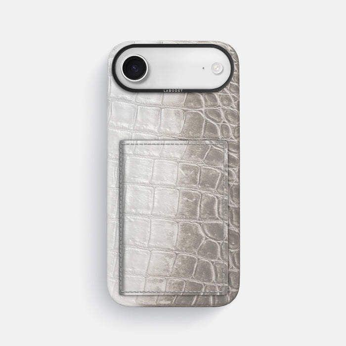 Bi-Fold Case For iPhone 17 Air In Himalayan Crocodile -1 | Grey-Black