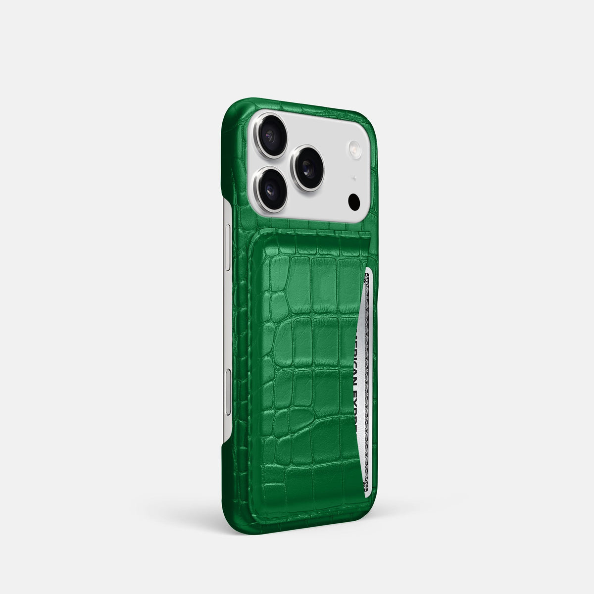 Slim Card Case For iPhone 18 Pro In Alligator -2 | Forest-Green