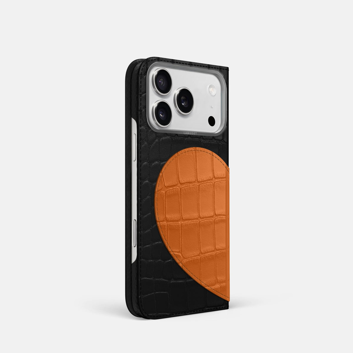 Folio Case With Heart For iPhone 18 Pro In Alligator -1 | Black-Steel