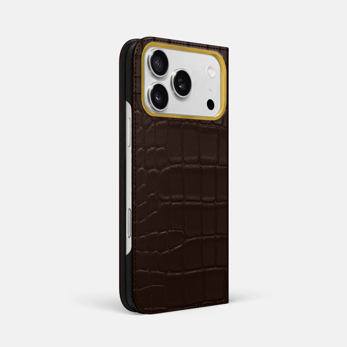 Folio Case For iPhone 18 Pro Max In Alligator -1 | Dark-Brown-Gold