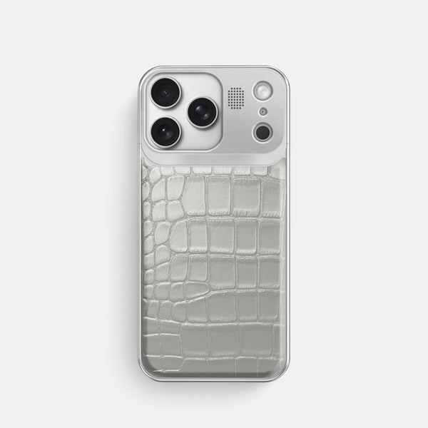 Metal Case For iPhone 17 Pro In Metallic Alligator