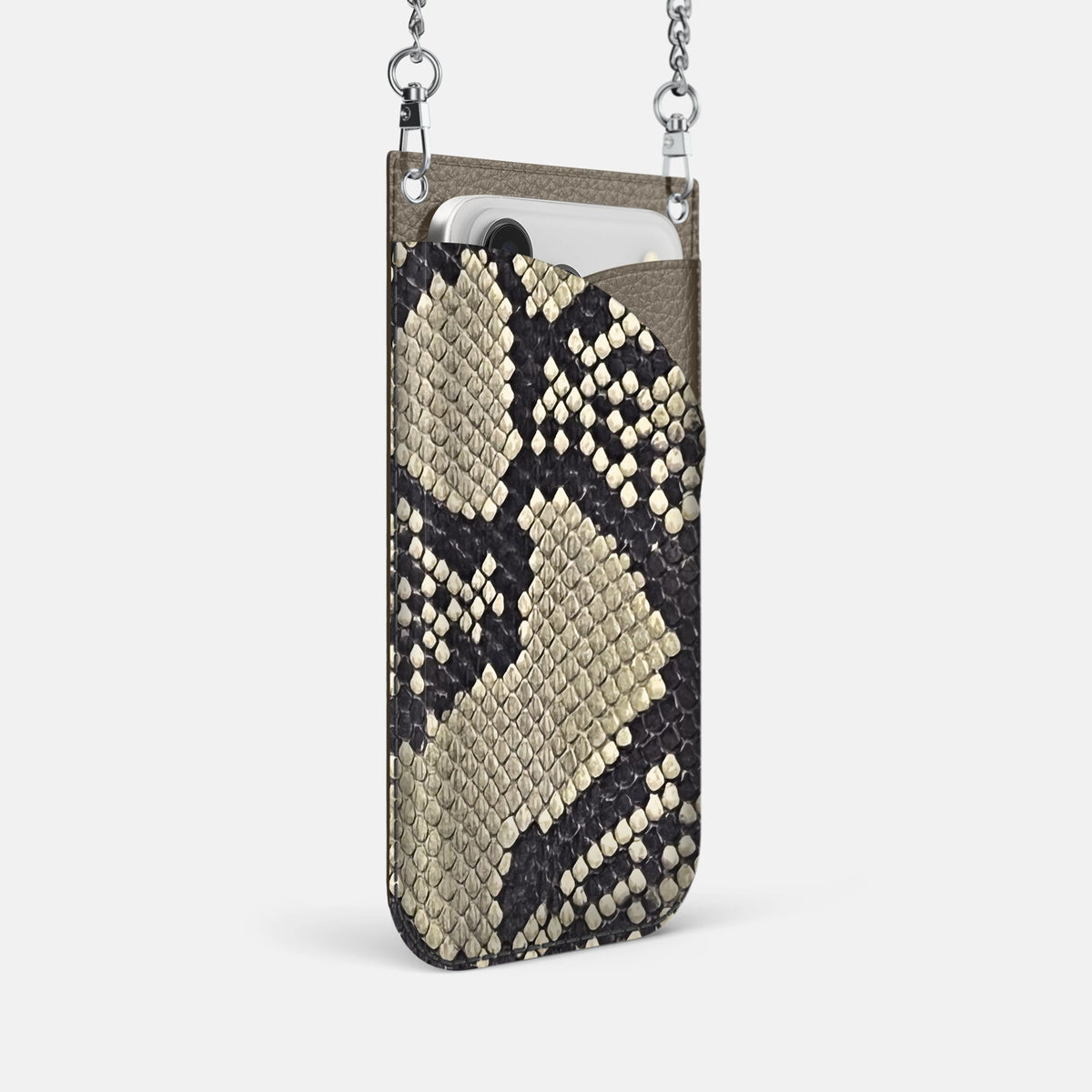 Crossbody Bag For iPhone 18 Pro In Deluxe Python -2 | Savannah-Steel