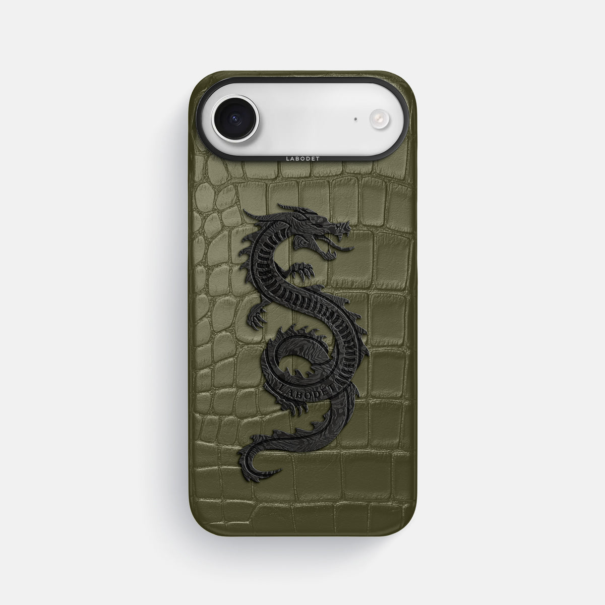 Classic Case With Carbon Dragon For iPhone 17 Air In Alligator -1 | Kaki-Green-Black