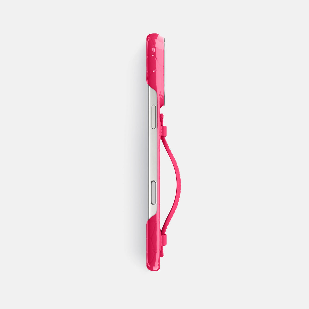 Center Handle For iPhone 18 Pro Max In Shiny Alligator -2 | Pink-Panther-Steel
