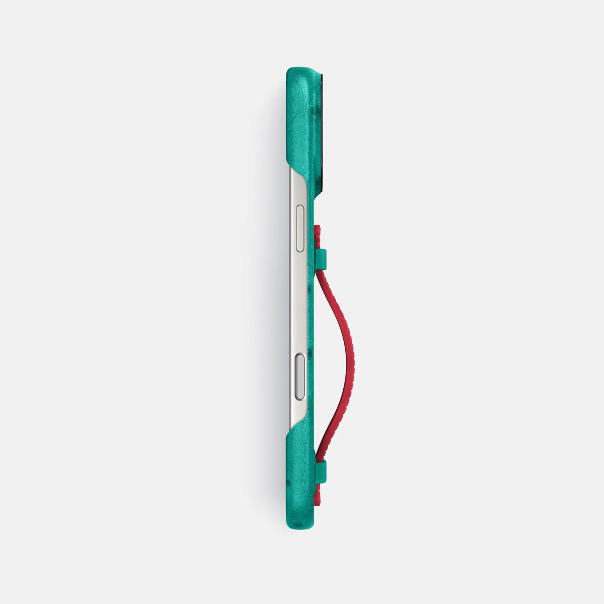 Center Handle Coloré For iPhone 18 Pro Max In Ostrich -2 | Turquoise-Black
