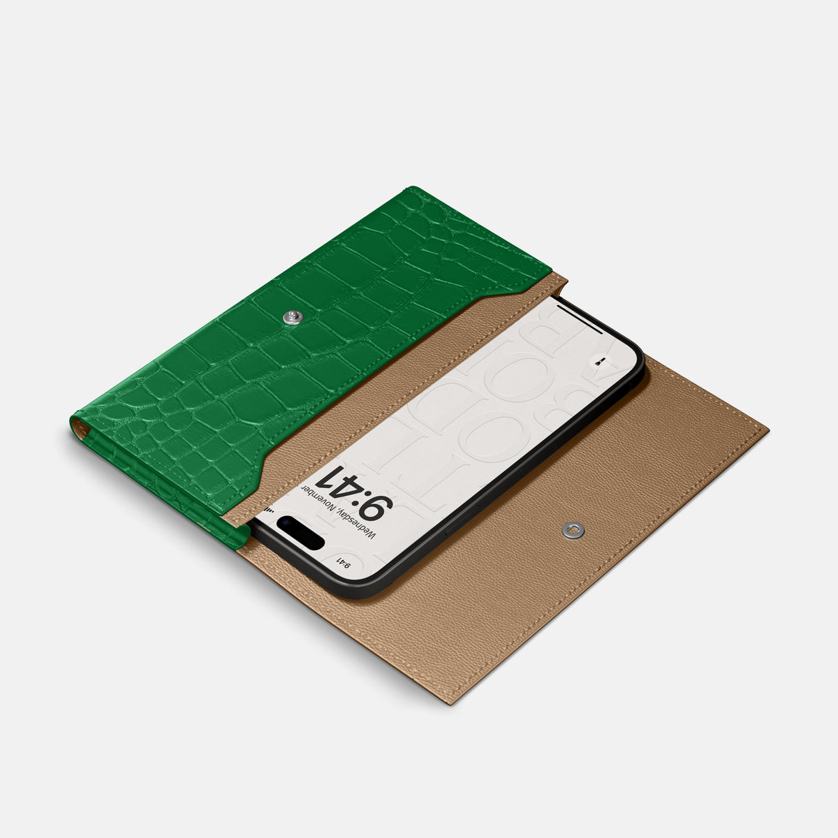 Wallet Case For iPhone 17 Pro In Alligator -2 | Forest-Green