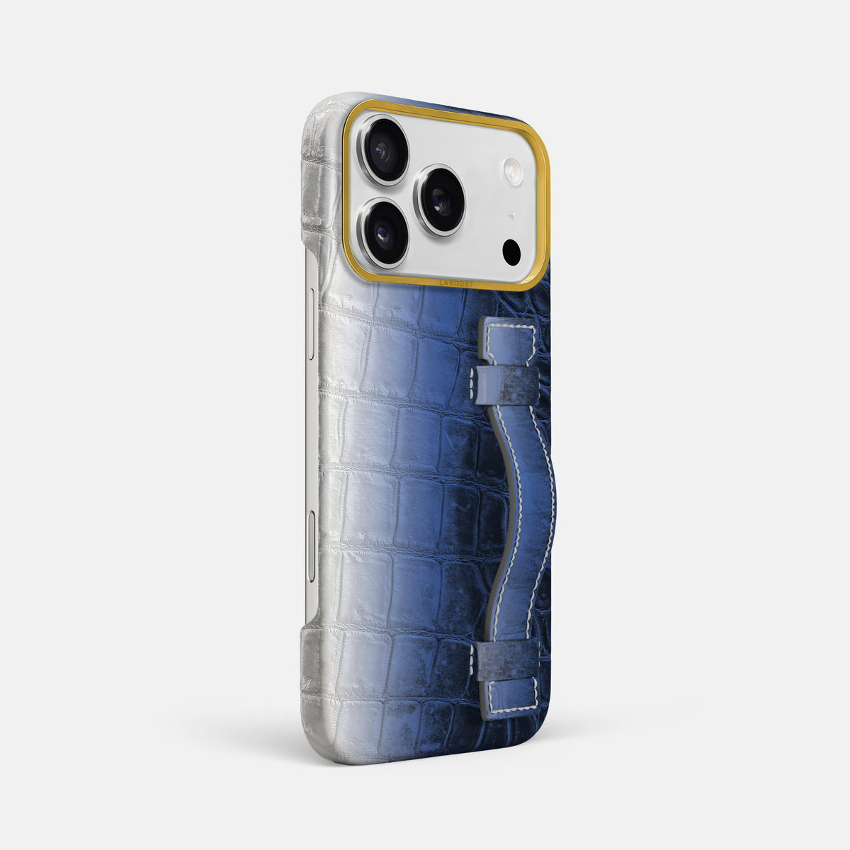 Handle Case For iPhone 17 Pro Max In Himalayan Crocodile -2 | Navy-Blue-Gold