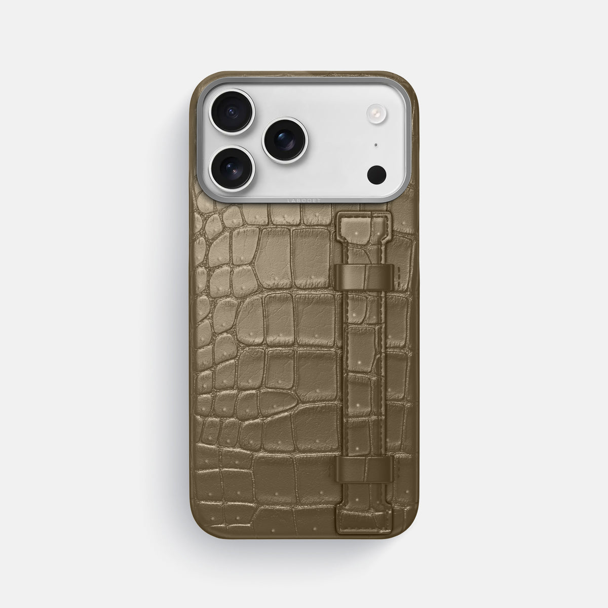 Handle Case For iPhone 17 Pro Max In Porosus Crocodile -1 | Kaki-Green-Steel