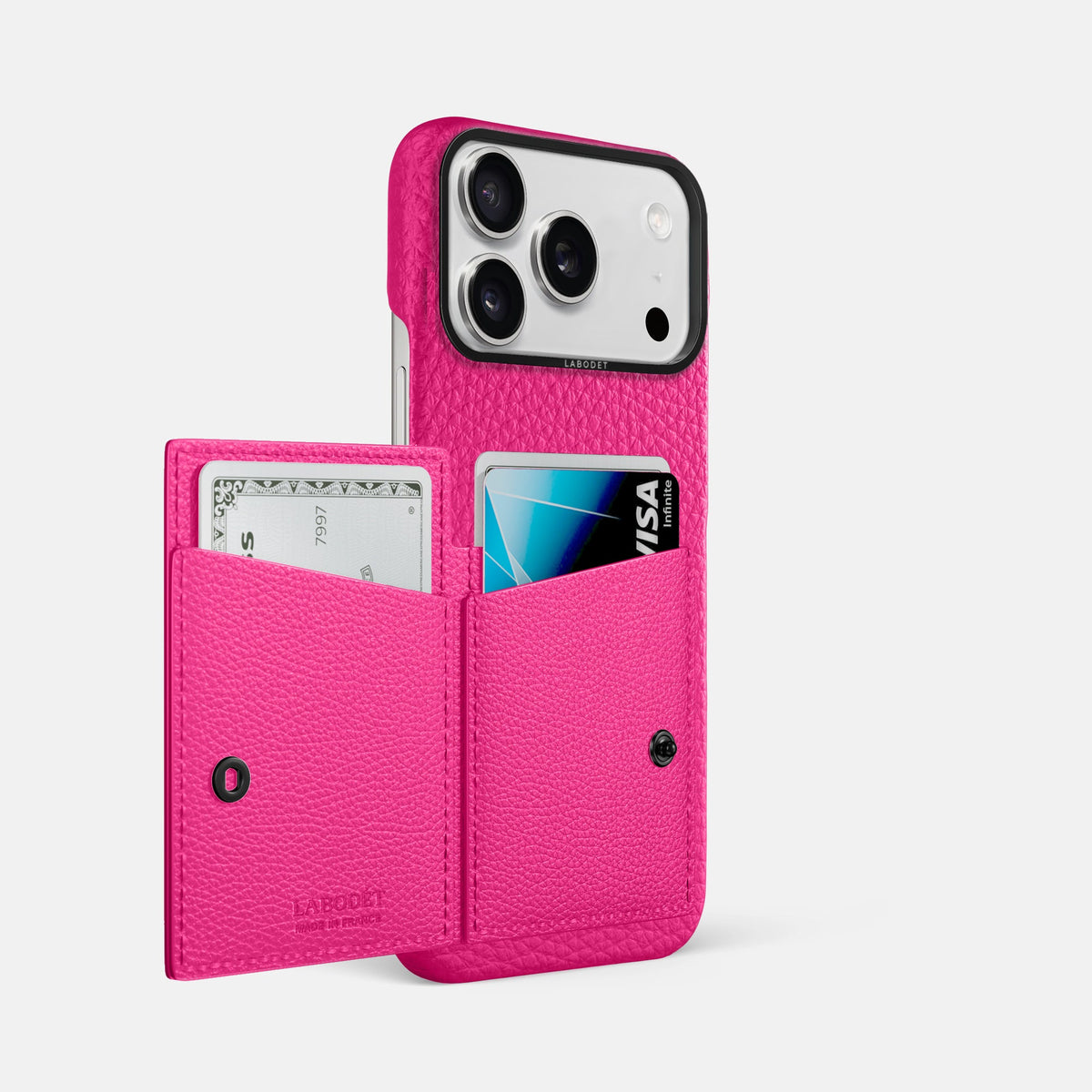 Bi-Fold Case For iPhone 18 Pro Max In Calf -2 | Magenta-Black