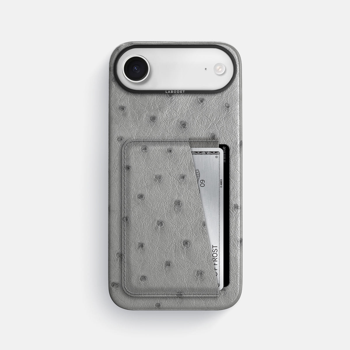 Double Card Case For iPhone 17 Air In Ostrich -1 | Silver-Black