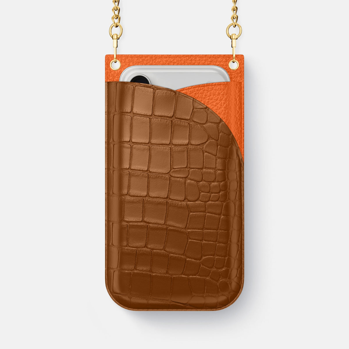 Crossbody Bag For iPhone 18 Pro Max In Alligator -1 | Honey-Gold