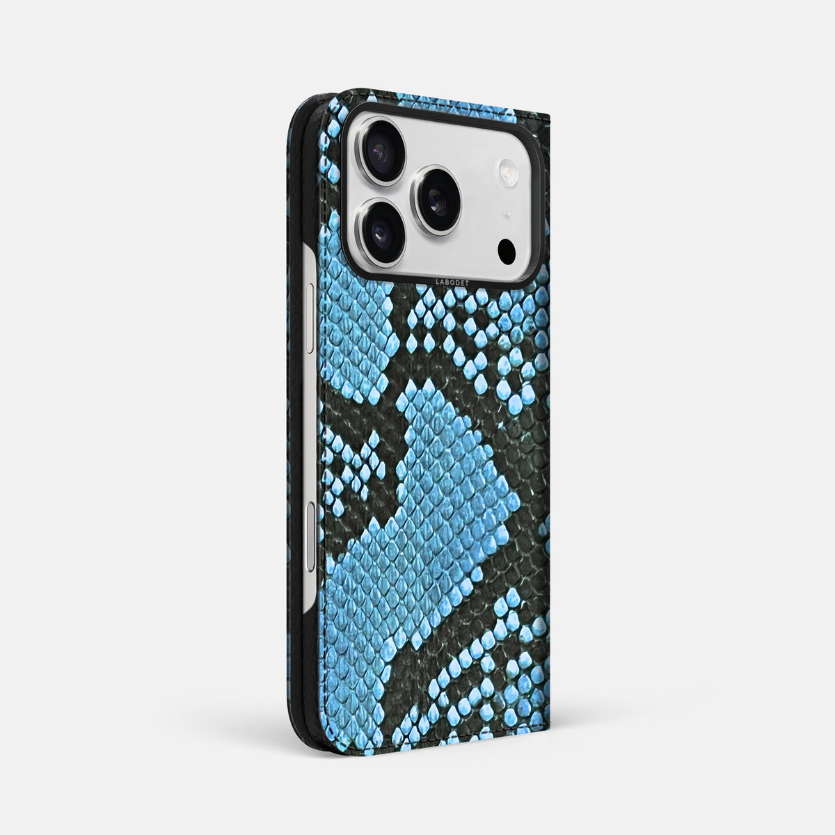 Folio Case For iPhone 18 Pro Max In Deluxe Python -1 | Pacific-Blue-Black
