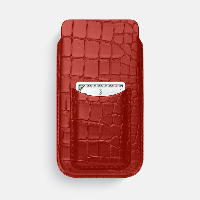 Pouch Card Case For iPhone 17 Pro Max In Alligator -1 | Red